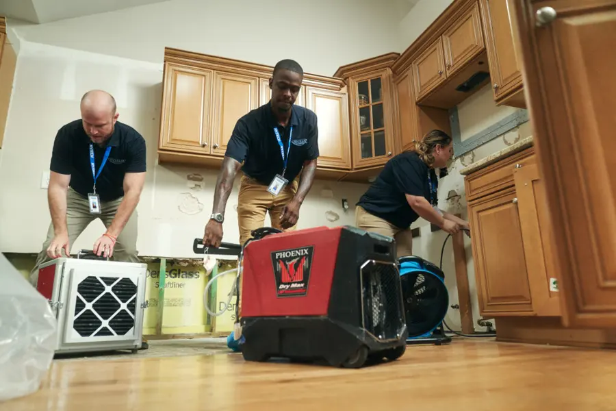 1st Step Restoration technicians and drying equipment in Laguna Hills, CA